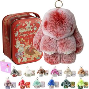 MINGRI Soft Bunny Lulu Keychain with Tin,Graduation Gifts for Her Pluch Keychain,Cute Bag Charm Key Chain