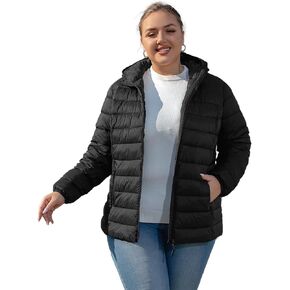 Plus Size Puffer Jacket for Women 1X-7X Water-Resistant Packable Winter Coat Lightweight Puffer Coat