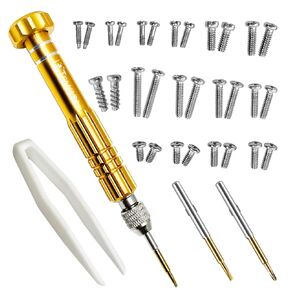 PTSLKHN Eye Glass Repairing Kit, S2 Steel Screwdriver with 15 Types of Screws, Precision Eyeglass Repair Tool Set (Black2in1-screws)