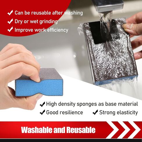 10 عبوات من مكعبات الصنفرة الفردية، إسفنجة صنفرة قابلة للغسل وإعادة الاستخدام 80/100/120/180/220 كتلة من ورق الصنفرة للخشب والجدران المعدنية من ورق الرمل in Kuwait