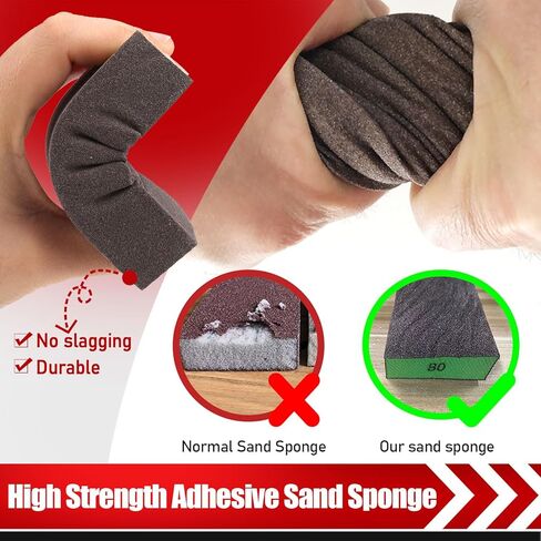 10 عبوات من مكعبات الصنفرة الفردية، إسفنجة صنفرة قابلة للغسل وإعادة الاستخدام 80/100/120/180/220 كتلة من ورق الصنفرة للخشب والجدران المعدنية من ورق الرمل in Kuwait