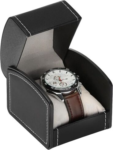 Luxury Single Watch Gift Box with Removable Pillow, PU Leather Single Watch Case Wristwatch Jewelry Storage Display Holder Cases for Men and Women (Black) in Saudi Arabia