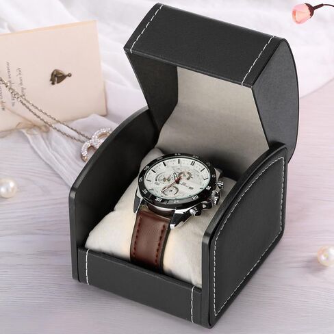 Luxury Single Watch Gift Box with Removable Pillow, PU Leather Single Watch Case Wristwatch Jewelry Storage Display Holder Cases for Men and Women (Black) in Saudi Arabia