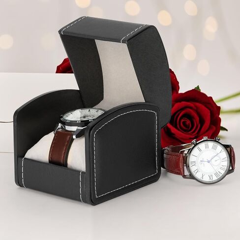 Luxury Single Watch Gift Box with Removable Pillow, PU Leather Single Watch Case Wristwatch Jewelry Storage Display Holder Cases for Men and Women (Black) in Saudi Arabia