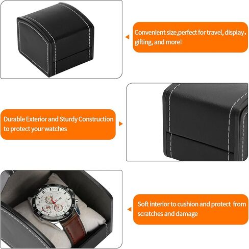 Luxury Single Watch Gift Box with Removable Pillow, PU Leather Single Watch Case Wristwatch Jewelry Storage Display Holder Cases for Men and Women (Black) in Saudi Arabia