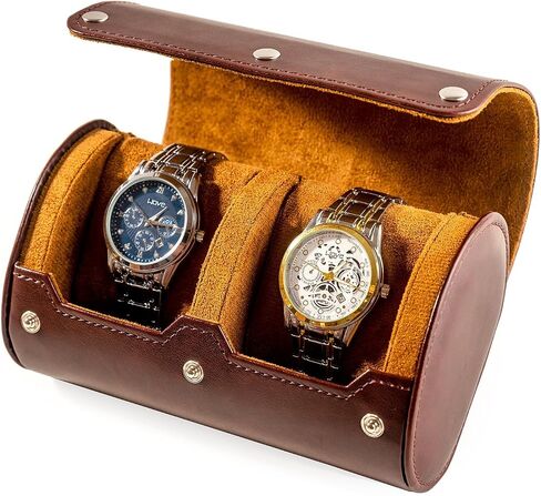 3 Watch Travel Case - Watch Classic Leather Watch Careing مع نسيج مثالي. منظم الساعات للتخزين والعرض. هدية مثالية للرجال الذين يسافرون ، وكلهم مصنوعون يدويًا من قبل الحرفيين in Saudi Arabia