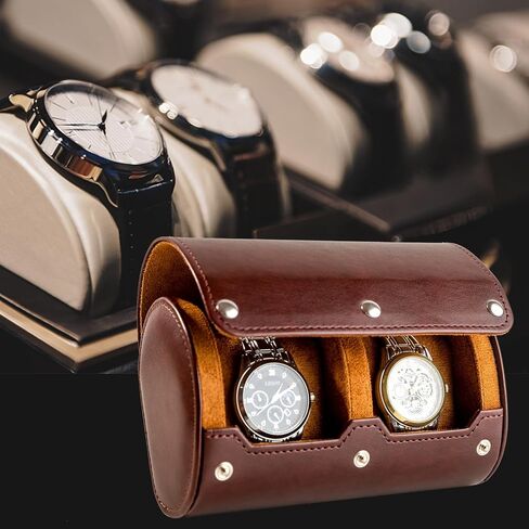 3 Watch Travel Case - Watch Classic Leather Watch Careing مع نسيج مثالي. منظم الساعات للتخزين والعرض. هدية مثالية للرجال الذين يسافرون ، وكلهم مصنوعون يدويًا من قبل الحرفيين in Saudi Arabia
