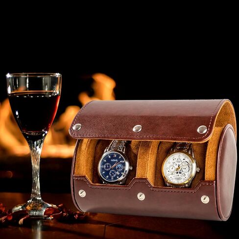 3 Watch Travel Case - Watch Classic Leather Watch Careing مع نسيج مثالي. منظم الساعات للتخزين والعرض. هدية مثالية للرجال الذين يسافرون ، وكلهم مصنوعون يدويًا من قبل الحرفيين in Saudi Arabia