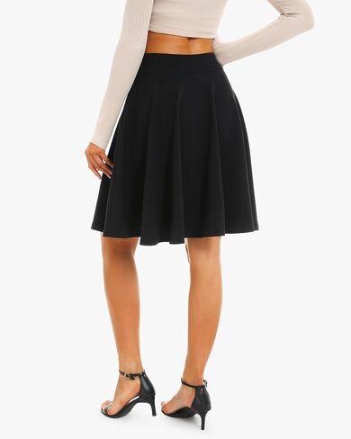 Stelle Women's 20" Knee Length Skirts with Pockets Casual Basic Midi Skirt Stretchy A-Line Skater Flared Pleated in Saudi Arabia