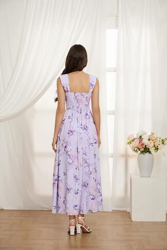 GRACE KARIN 2025 Women's Summer Floral Print Flowy A Line Maxi Dresses Sleeveless Smocked Off Shoulder Dress in Saudi Arabia