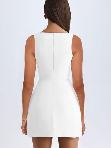 BORIFLORS Women's Sexy Bodycon Corset Mini A Line Dresses Sleeveless Square Neck Party Short Dress in Saudi Arabia