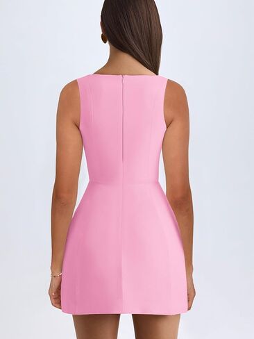 BORIFLORS Women's Sexy Bodycon Corset Mini A Line Dresses Sleeveless Square Neck Party Short Dress in Saudi Arabia