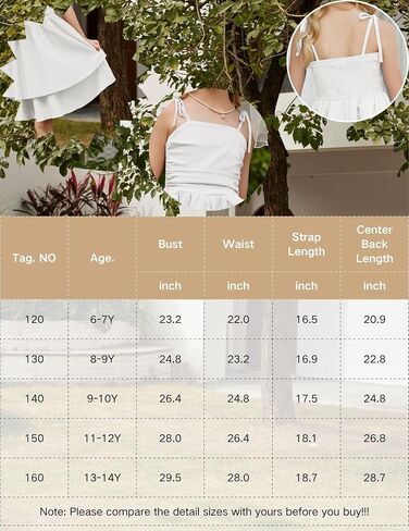 Arshiner Girls Summer Spaghetti Strap Dresses Flowy Tiered Ruched Smocked Back Casual Beach Midi Sundress in Kuwait