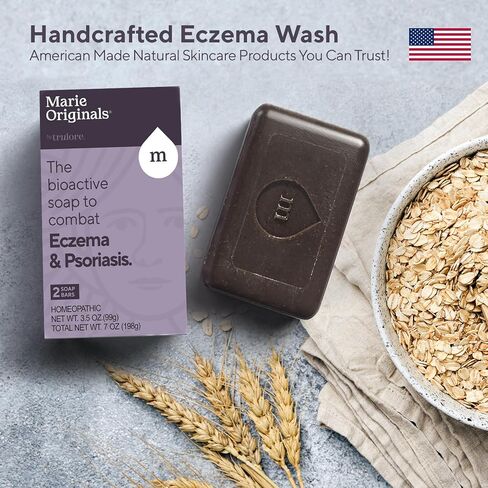 Marie Originals Eczema Face Soap Body Wash Bar – All Natural Psoriasis, Dermatitis Treatment for Dry Itchy Flaky Skin Relief – Gentle Detoxifying, Healing, Anti-Itch, Cleansing Skincare (Pack of 2) in Kuwait