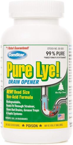 ComStar Pure Lye | 99% Pure Sodium Hydroxide Beads | Eco-Friendly, Industrial Strength, Biodegradable Drain Opener | Safe on Fixtures | Static-Free, Unique Beads for Soap Making | 2 lb. (30-504) in Kuwait