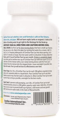 ComStar Pure Lye | 99% Pure Sodium Hydroxide Beads | Eco-Friendly, Industrial Strength, Biodegradable Drain Opener | Safe on Fixtures | Static-Free, Unique Beads for Soap Making | 2 lb. (30-504) in Kuwait