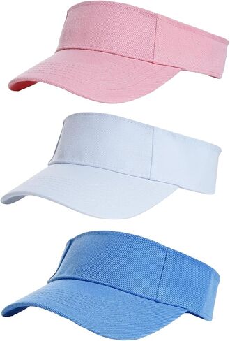 Yookat 3 Pack Visor Sun Hat القابلة للتعديل Sun Caps Caps Golf Tennis Tennis Hat for Sports Girls Boys Outdoor Outdoor in Kuwait