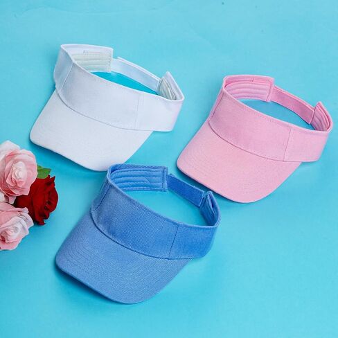 Yookat 3 Pack Visor Sun Hat القابلة للتعديل Sun Caps Caps Golf Tennis Tennis Hat for Sports Girls Boys Outdoor Outdoor in Kuwait