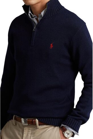 POLO RALPH LAUREN Men's Cotton 1/4 Zip Sweater in Kuwait