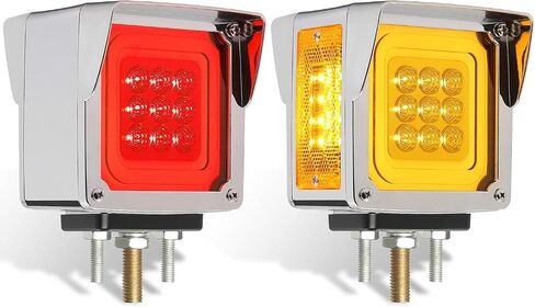 2PCS 78 LED Square Double Face Halo Truck Light w/Visor, 3 Modes: Full Light, Halo Only, Flashing, IP65 Waterproof, Multi-Use for Turn Signal/Brake/Marker – Fits Most Semi Trucks 10-30V in Saudi Arabia