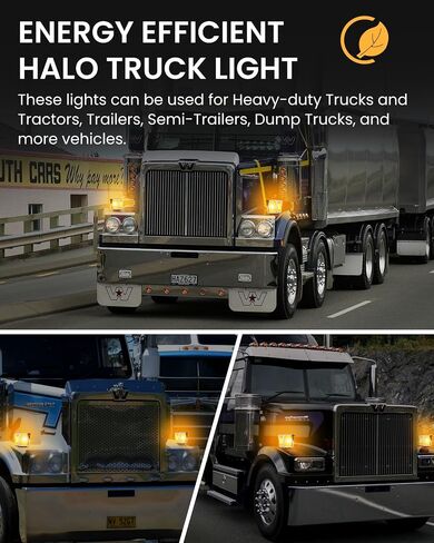 2PCS 78 LED Square Double Face Halo Truck Light w/Visor, 3 Modes: Full Light, Halo Only, Flashing, IP65 Waterproof, Multi-Use for Turn Signal/Brake/Marker – Fits Most Semi Trucks 10-30V in Saudi Arabia