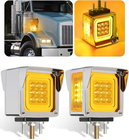 2PCS 78 LED Square Double Face Halo Truck Light w/Visor, 3 Modes: Full Light, Halo Only, Flashing, IP65 Waterproof, Multi-Use for Turn Signal/Brake/Marker – Fits Most Semi Trucks 10-30V in Saudi Arabia