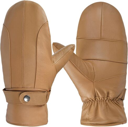 Harssidanzar Womens Genuine Sheepskin Leather Mittens With Warm Soft Lined SL027US in Saudi Arabia