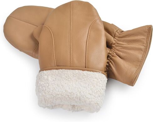 Harssidanzar Womens Genuine Sheepskin Leather Mittens With Warm Soft Lined SL027US in Saudi Arabia