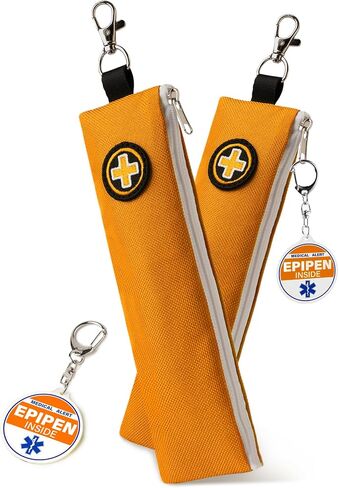 Epipen Carry Case, Compact Epi Pens Carrying Case Insulated with Keychain Clip, 2 PK Diabetes Travel Case for Allergy Medication Heat Resistant, Portable Epipen Holder Pouch for Travel, Red in Kuwait