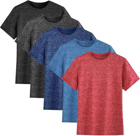 5-Pack Boys Athletic Quick Dry T-Shirts Youth Activewear Short Sleeve Tops（5-18 Years） in Saudi Arabia