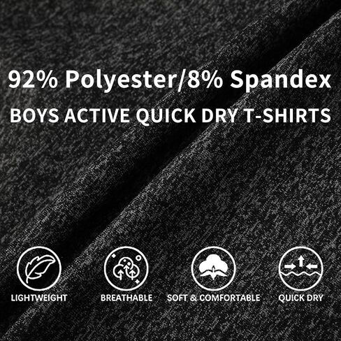 5-Pack Boys Athletic Quick Dry T-Shirts Youth Activewear Short Sleeve Tops（5-18 Years） in Saudi Arabia