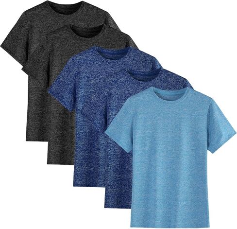 5-Pack Boys Athletic Quick Dry T-Shirts Youth Activewear Short Sleeve Tops（5-18 Years） in Saudi Arabia