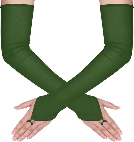 Women's Long Fingerless Sheer Gloves Tulle Mesh Gloves for Wedding Bridal Opera Party Halloween Costume in Kuwait