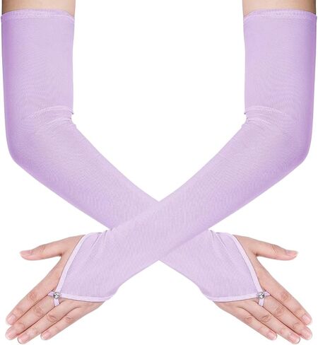Women's Long Fingerless Sheer Gloves Tulle Mesh Gloves for Wedding Bridal Opera Party Halloween Costume in Kuwait