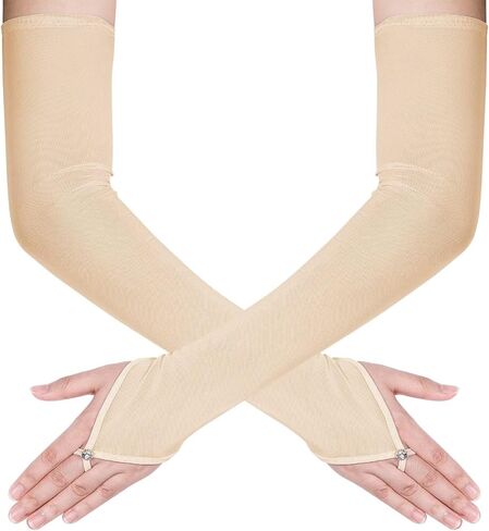 Women's Long Fingerless Sheer Gloves Tulle Mesh Gloves for Wedding Bridal Opera Party Halloween Costume in Kuwait