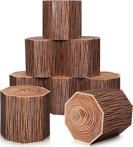 6 Pcs Tree Stump Decor Western Cowboy Party Decorations Wood Grain Paper Boxes Fake Tree Stump Box Centerpieces Western Cowboy Photo Booth Props for Farmhouse Party Supplies in Kuwait