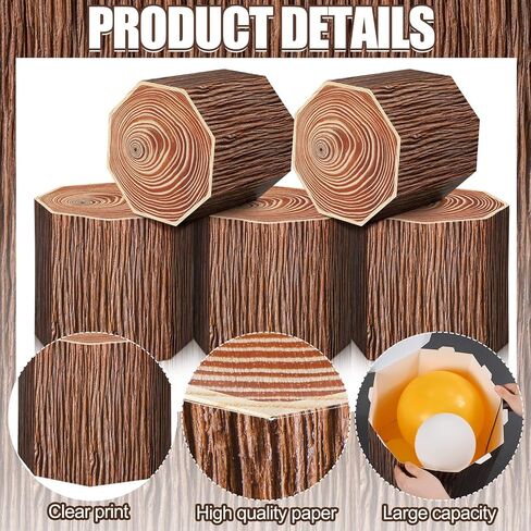 6 Pcs Tree Stump Decor Western Cowboy Party Decorations Wood Grain Paper Boxes Fake Tree Stump Box Centerpieces Western Cowboy Photo Booth Props for Farmhouse Party Supplies in Kuwait
