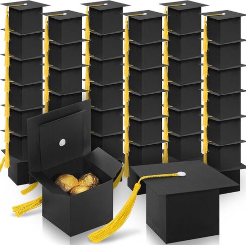 COTOPHER 100 Pcs Graduation Candy Boxes, Class of 2025 Graduation Cap Gift Boxes with Gold Tassel, DIY Graduate Decoration Box for Ceremony Party Small Treat Chocolate Box in Kuwait