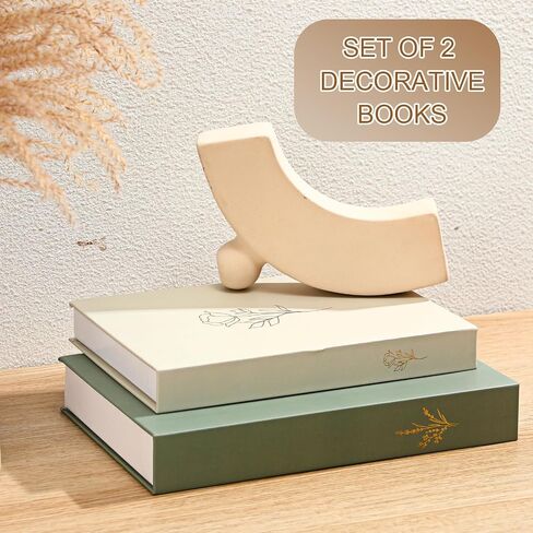 Set of 2 Decorative Books Boxes, Faux Books Stacked for Decoration for Coffee Tables Modern Home Bookshelves Decor, Fake Fashion Photo Storage Boxes(Sage Green Beige) in Saudi Arabia