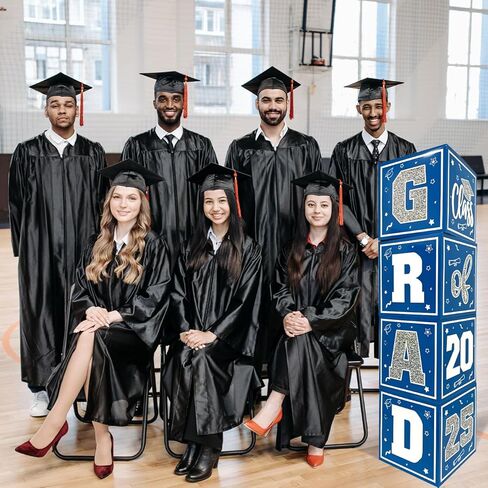 2025 Graduation Decorations Blue and Gold Balloon Boxes Class of 2025 Decor with "GRAD" and"CLASS OF 2025" Letters Grad Boxs for High School and College Graduation Announcements in Kuwait