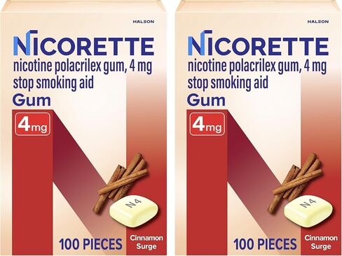 Nicorette Nicotine Gum Stop Smoking Aid, 4 mg, Cinnamon Surge Flavor - 2x100 Count in Saudi Arabia