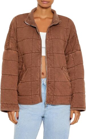 Forever 21 Women's Quilted Zip-up Jacket in Saudi Arabia