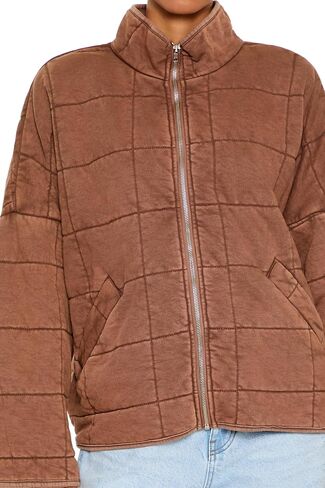 Forever 21 Women's Quilted Zip-up Jacket in Saudi Arabia