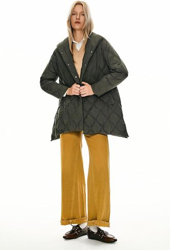 Orolay Women's Oversized Quilted Puffer Jacket Lightweight Insulated Casual Long Sleeve Padded Coat with Pockets in Kuwait