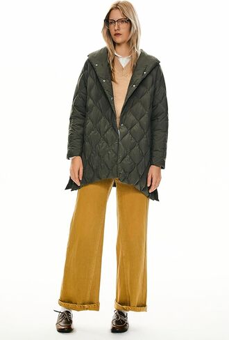 Orolay Women's Oversized Quilted Puffer Jacket Lightweight Insulated Casual Long Sleeve Padded Coat with Pockets in Kuwait