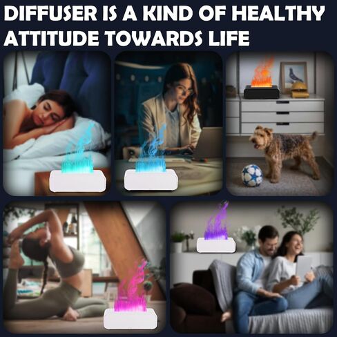 7Color Flame Diffuser, Bonfire and Fireplace 10.7"3"3.1" (Black) in Kuwait