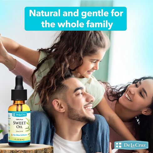 De La Cruz 100% Pure Sweet Oil for Ears with Glass Dropper - All Natural and Gentle Ear Wax Removal - 1 Fl OZ in Kuwait