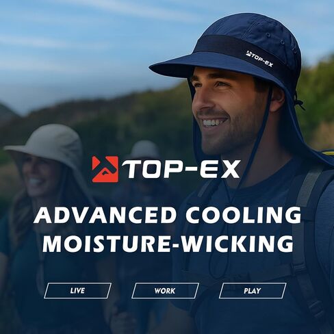 TOP-EX Cooling Sun Hat with Neck Flap – UPF 50+ Wide Brim Breathable Hat for Hiking, Fishing & Big Heads in Saudi Arabia