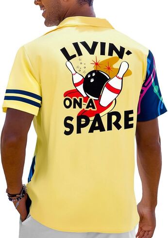 Hawaiian Bowling Shirts Men Retro Funny Sport Bowler Shirt Beach Summer Tee Tropical Vacation Button Down Short Sleeve Tops in Kuwait