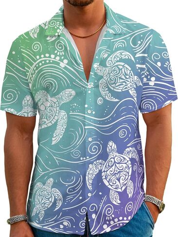 Funny Hawaiian Shirt for Men Retro Button Down Short Sleeve Summer Beach Aloha Shirt Holiday Theme Party Shirt in Saudi Arabia